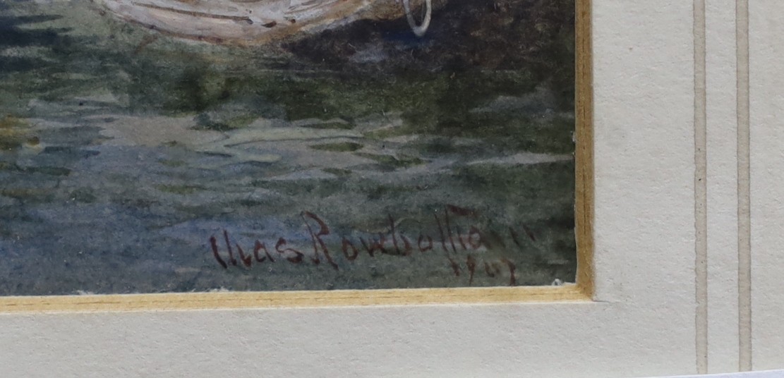 Charles Rowbotham (1877-1916), watercolour and gouache, View of high summer, Italian lake, signed and dated 1907, Christie’s label verso, 12 x 19cm